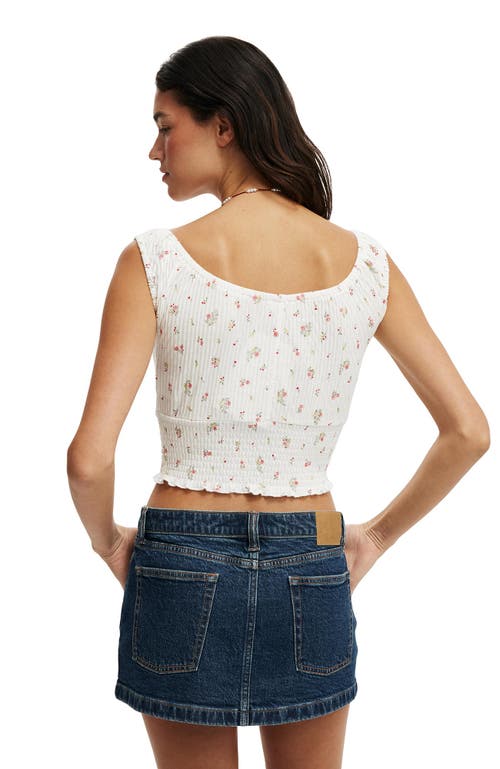 Cotton On Chloe Shirred Short Sleeve Top In Millicent Ditsy Vintage
