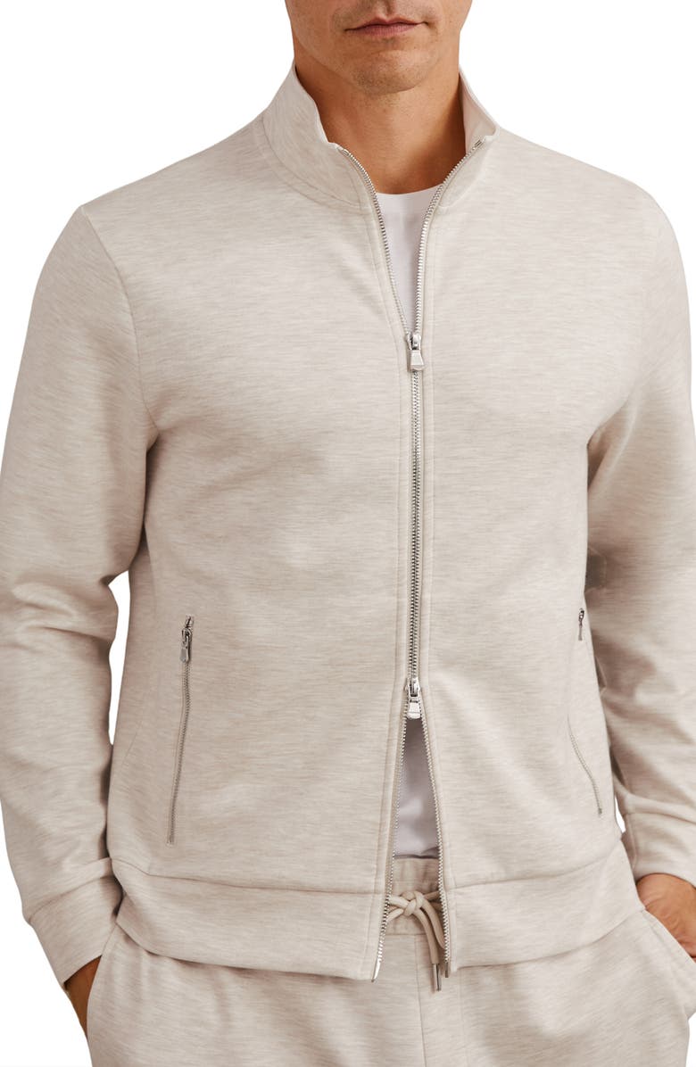 Reiss Cortona Front Zip Sweatshirt, Alternate, color, Oatmeal
