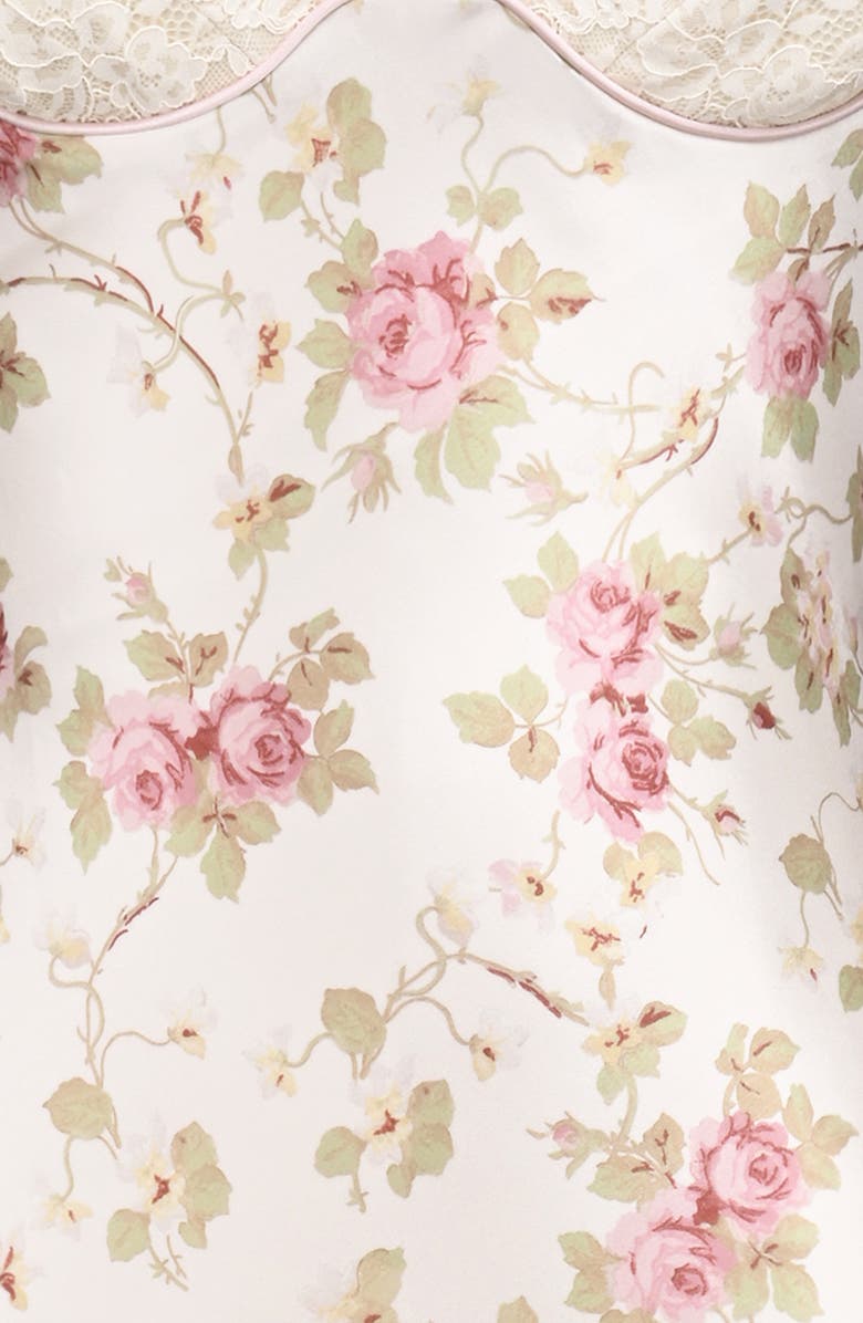 HOUSE OF CB Felicity Bias Cut Satin Midi Dress, Alternate, color, Ivory Floral Print