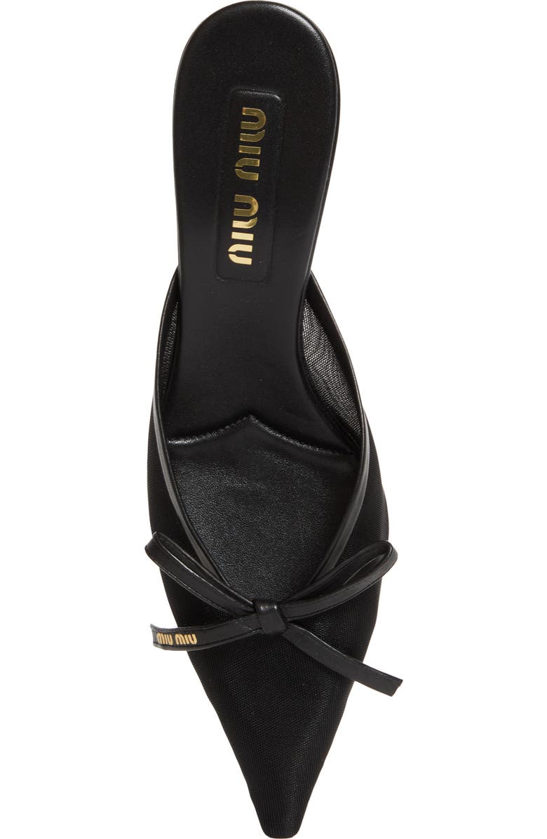 Miu Miu Bow Mesh Kitten Heel Mule, Alternate, color, Nero