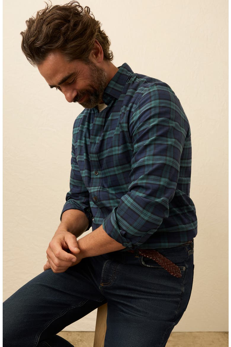 The Movement Stretch Cotton Blend Twill Button-Up Shirt, Alternate, color, HARBOR BLACKWATCH PLAID