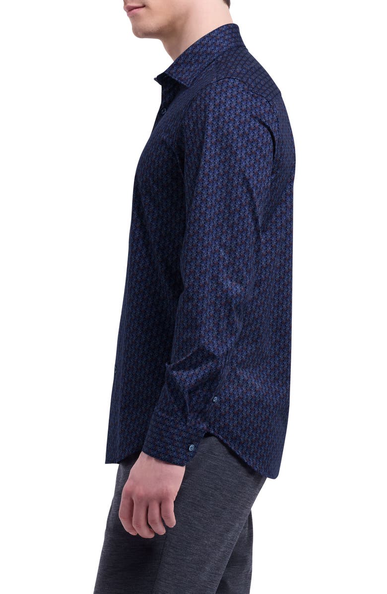 Bugatchi James OoohCotton<sup>®</sup> Geo Print Button-Up Shirt, Alternate, color, Navy