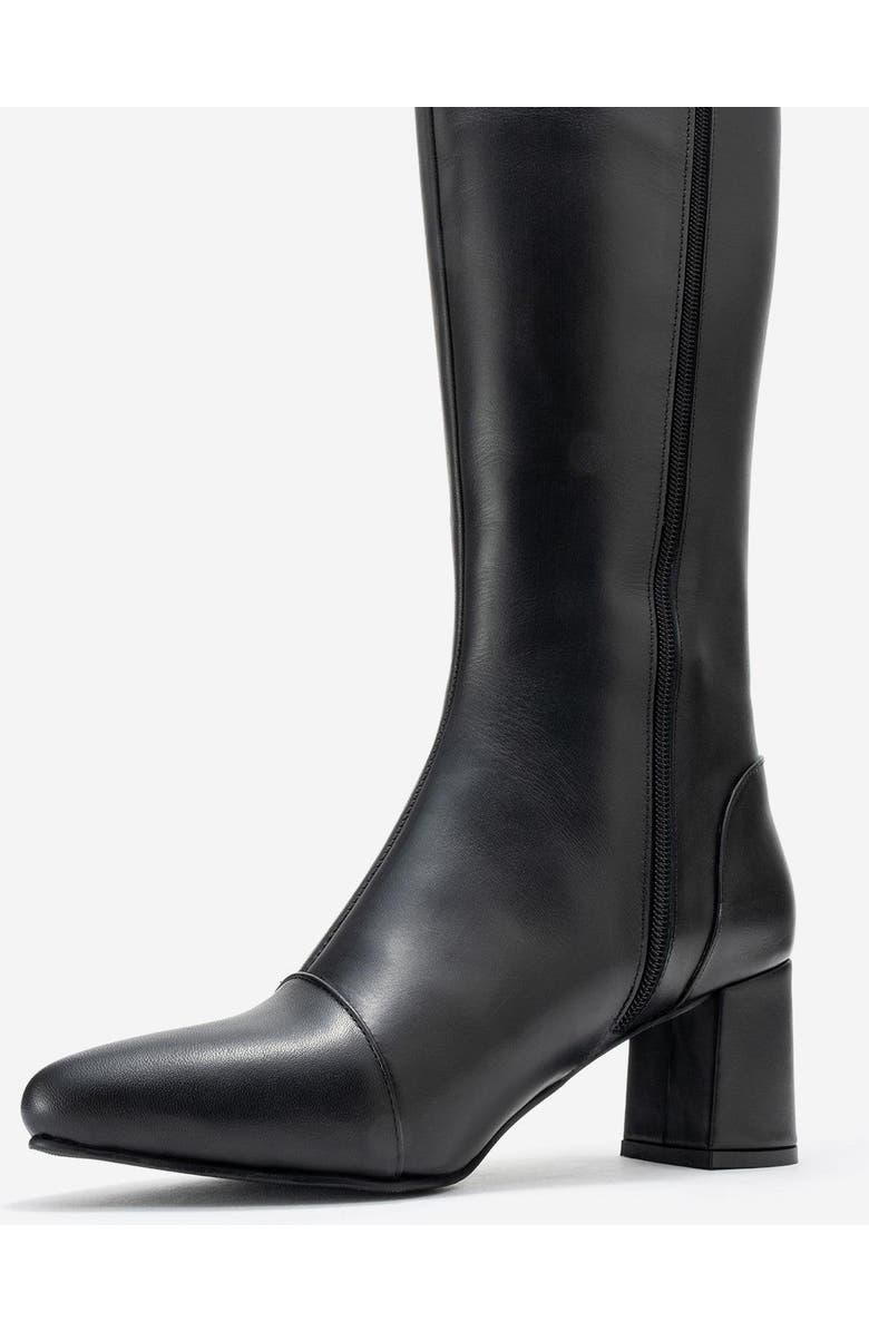 Forever & Always Shoes Osmera Leather Block Heel Knee High Boot, Alternate, color, Black Leather