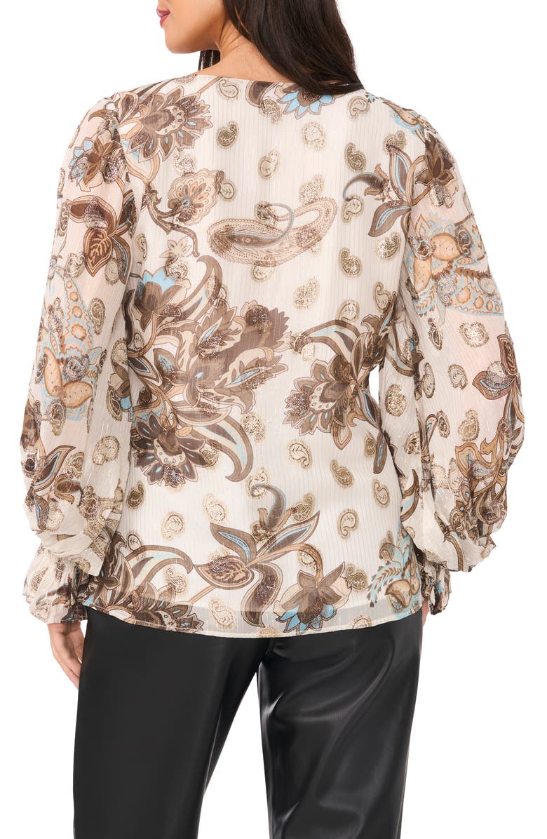 Vince Camuto Paisley Balloon Sleeve Chiffon Top, Alternate, color, 