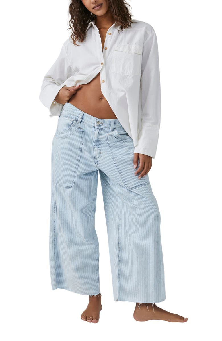 Free People Piper Stripe Crop Wide Leg Jeans, Alternate, color, 