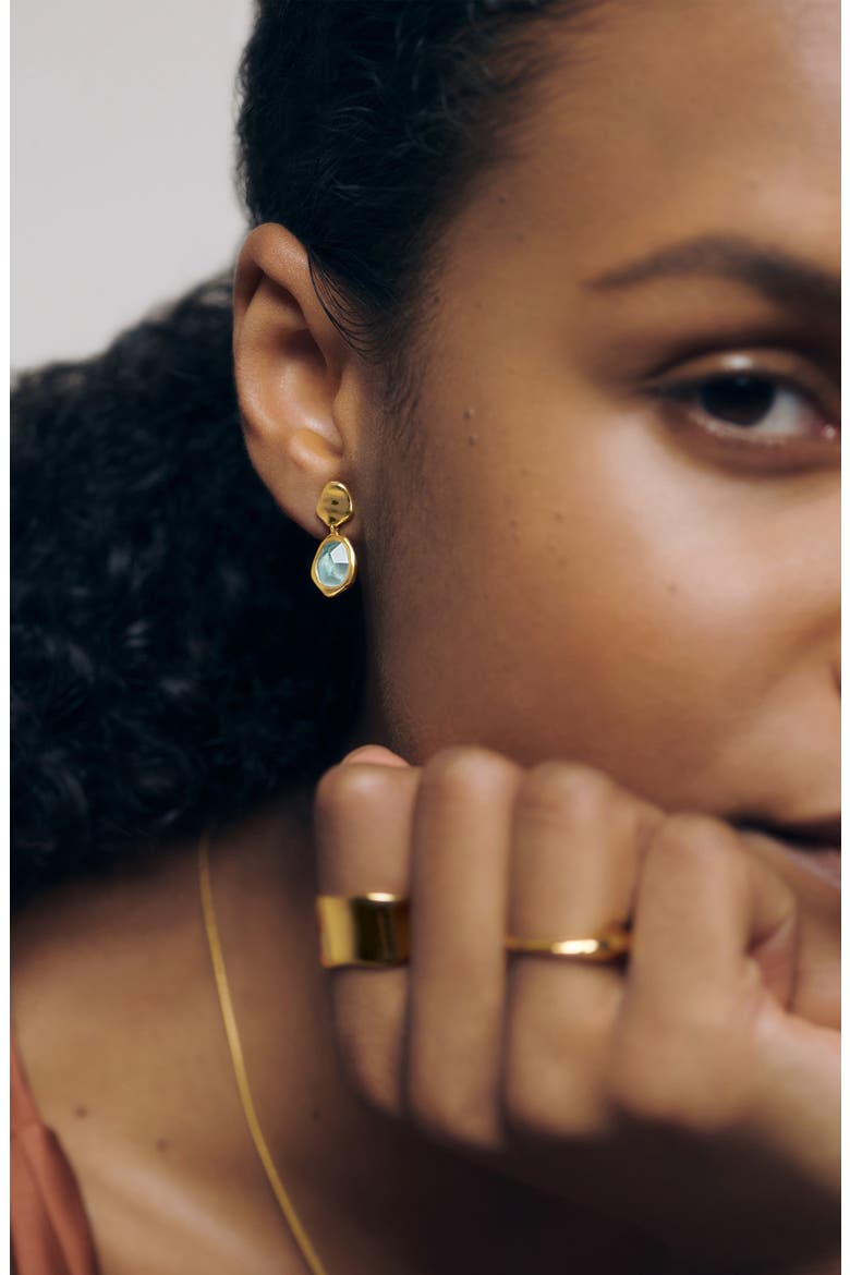 Odyssey Aquamarine Drop Earrings, Alternate, color, 18CT GOLD VERMEIL