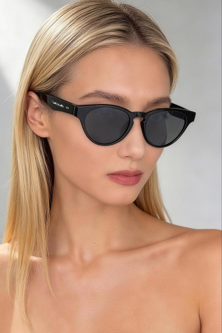 No.1 Noir Round Frame Sunglasses, Alternate, color, Black
