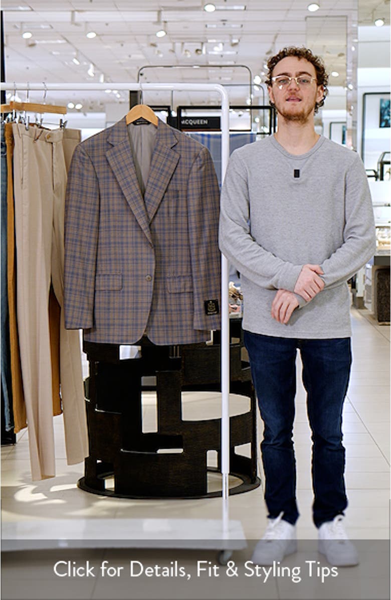 Tan & Blue Double Check Slub Wool Sport Coat, sales video thumbnail