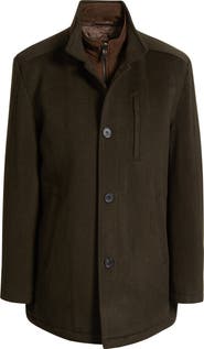 Johnston
Murphy Upton Luxe 175th Anniversary Brown Wool Blend Car Coat with Removable Suede Bib