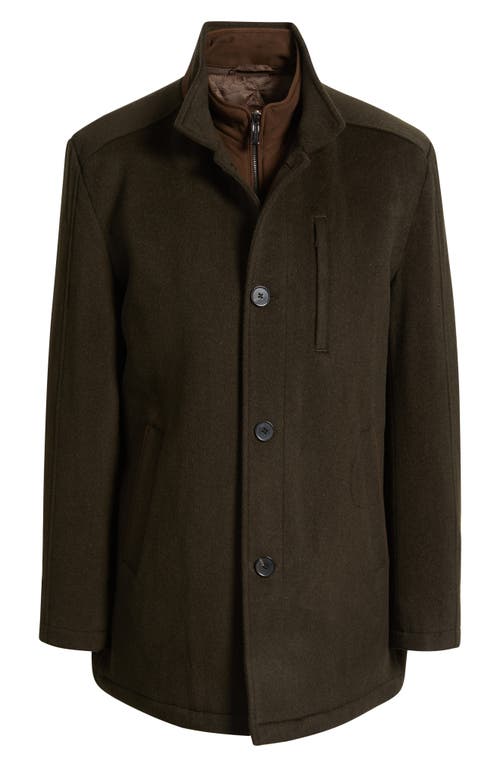 Johnston & Murphy Upton Luxe 175th Anniversary Brown Wool Blend Car Coat With Removable Suede Bib In Brown