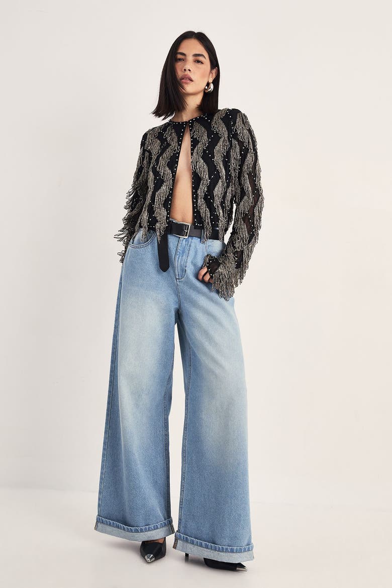 Loop Tassel Embellished Jacket, Main, color, Black