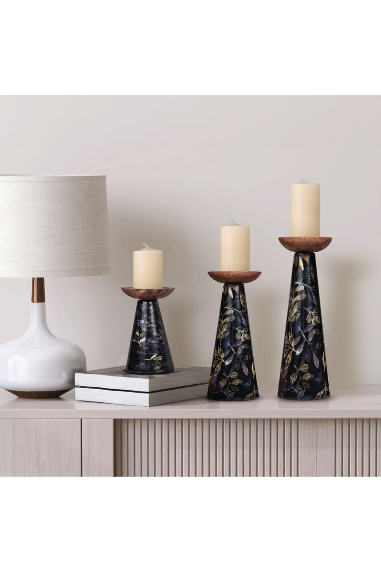 Deep Floral Pillar Candleholder Set, Alternate, color, Multicolor