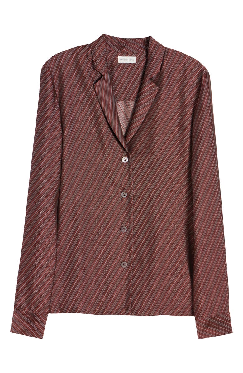 Dries Van Noten Diagonal Stripe Tailored Button-Up Shirt, Alternate, color, 