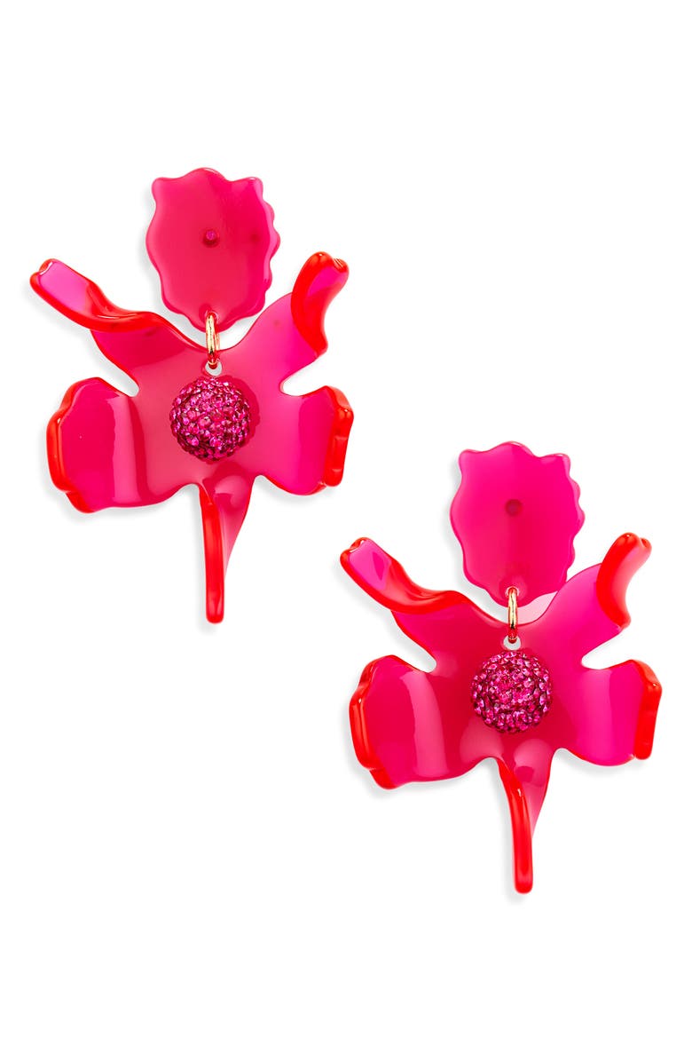 Lele Sadoughi Small Crystal Lily Drop Earrings, Main, color, Fuchsia