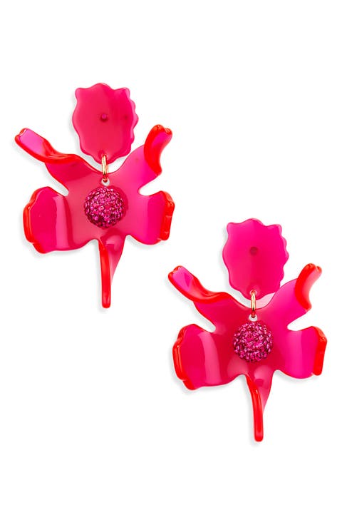 Small Crystal Lily Drop Earrings