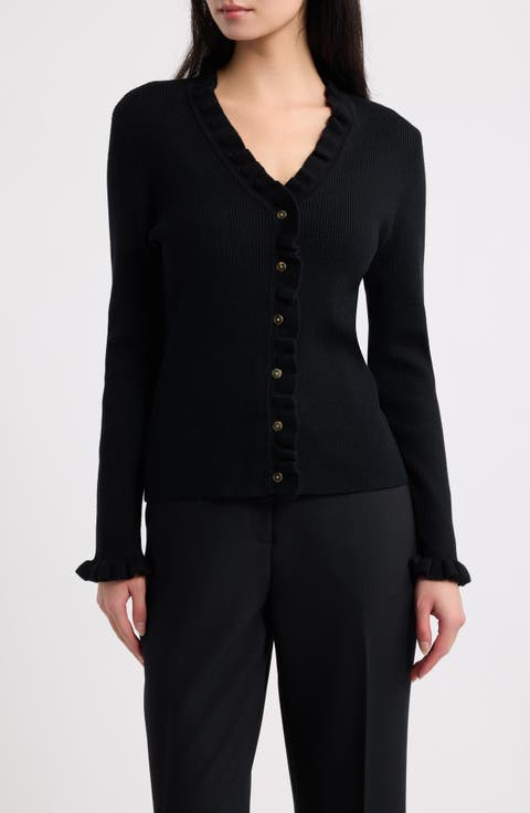 Ruffled Neck Cardigan