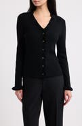 Tahari ASL Ruffled Neck Cardigan