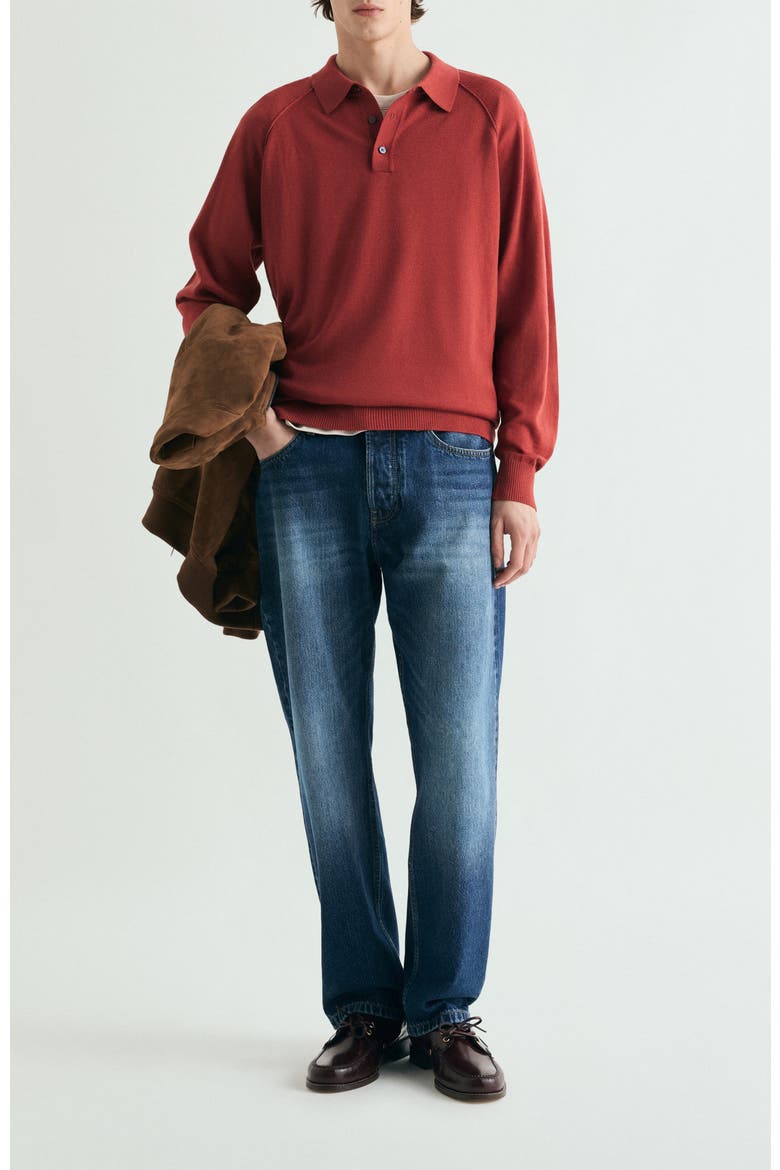 Raglan Polo Neck Sweater, Alternate, color, Red