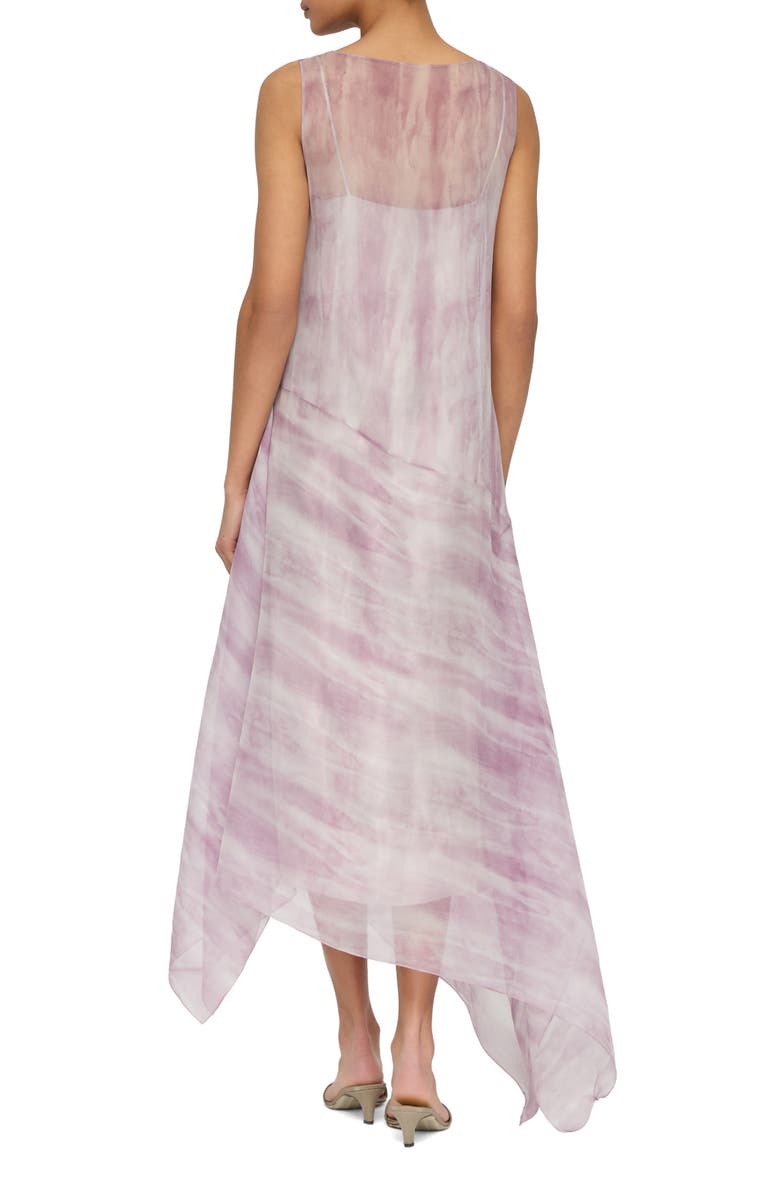 Lafayette 148 New York Washed Glaze Print Silk Crépon Midi Dress, Alternate, color, Lavender Tint Multi