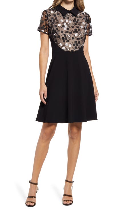 Lace Bodice Fit & Flare Dress