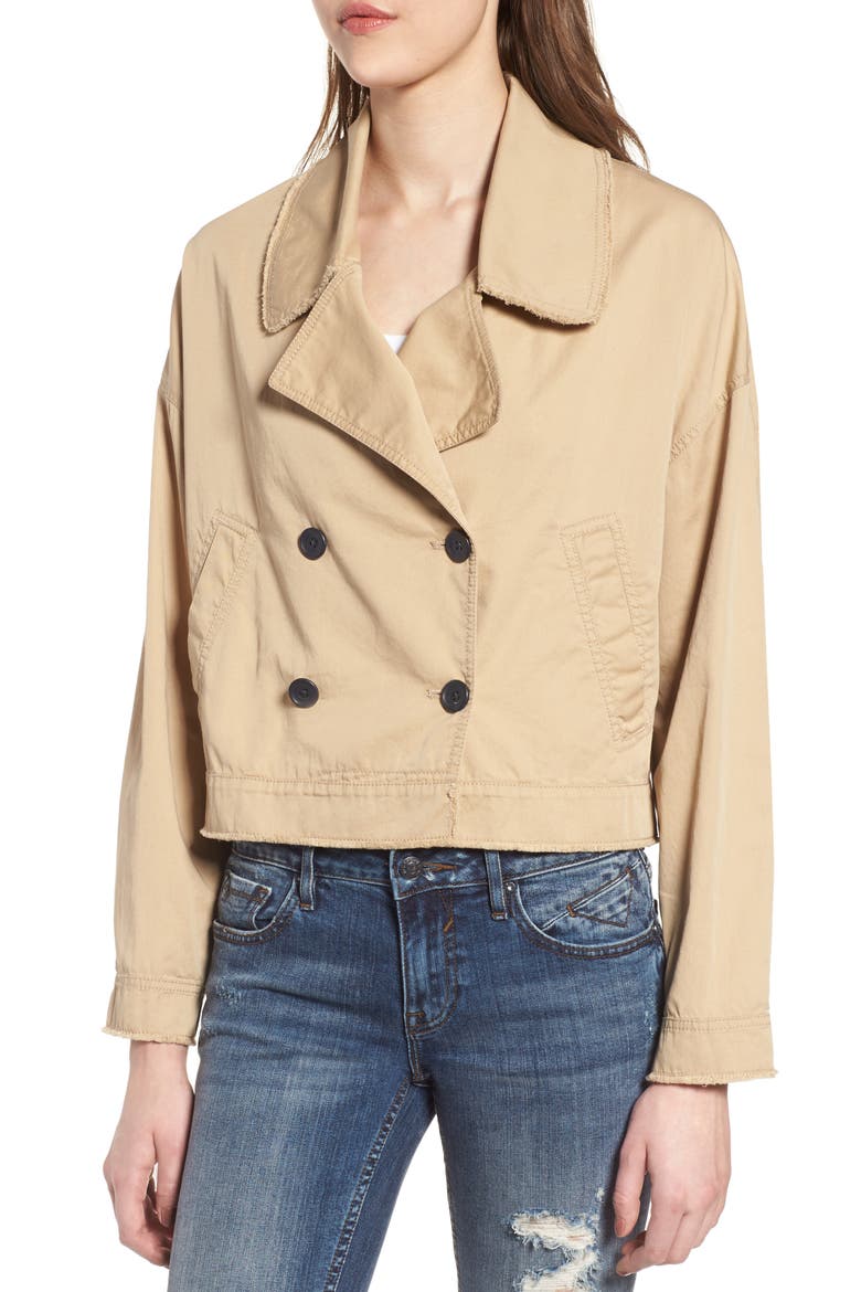 Crop Trench Coat, Alternate, color, BEIGE NOUGAT