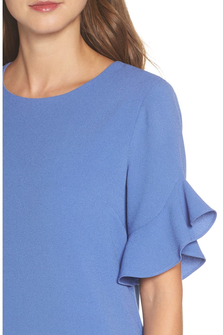 Ruffle Detail Shift Dress, Alternate, color, BLUE JEAN