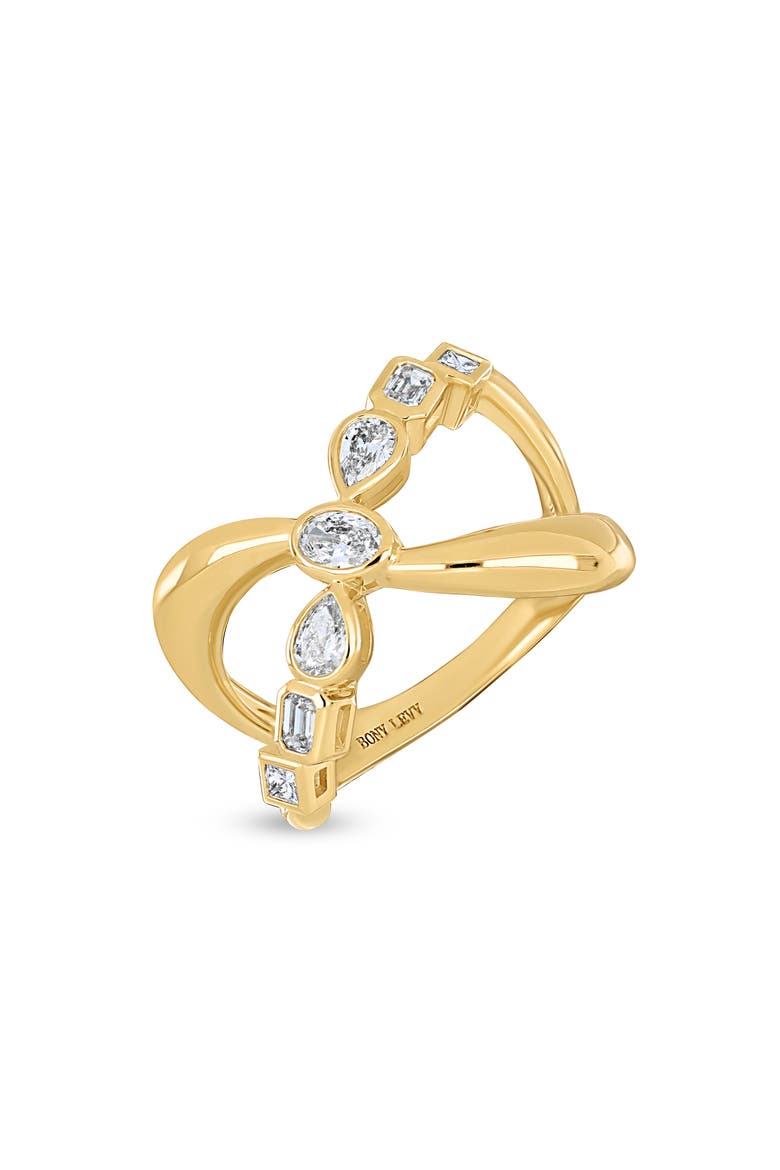 18K Gold Maya Natural Diamond Crossover Statement Ring, Main, color, 18K YELLOW GOLD/ DIAMOND