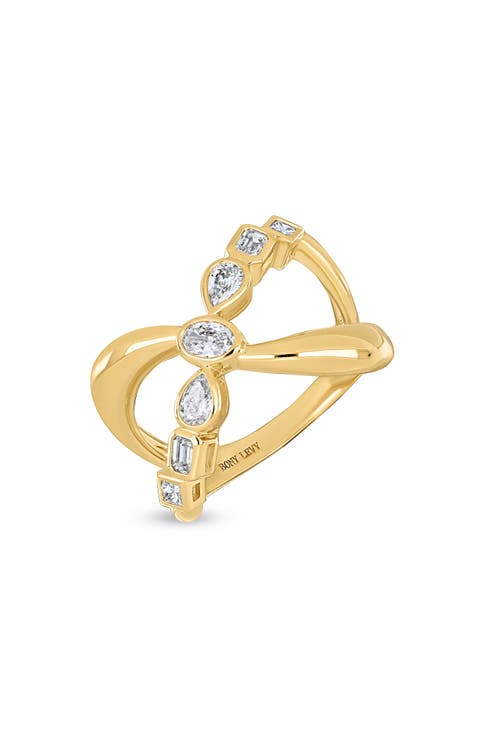 18K Gold Maya Natural Diamond Crossover Statement Ring