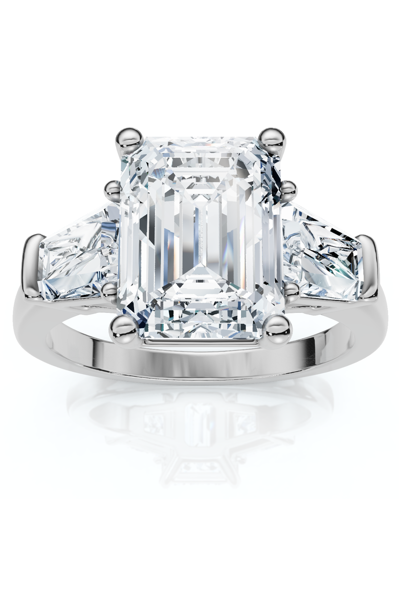 Certified 4Ct Randi Emerald Diamond Engagement Ring 14k Gold or PT Lab Grown, Main, color, 14k White Gold