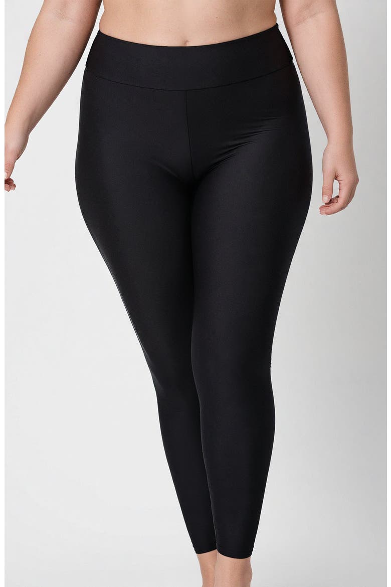 Plus Size Long Swim Leggings, Main, color, Black