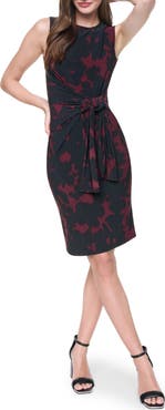 DKNY Sleeveless Tie Waist Body-Con Dress
