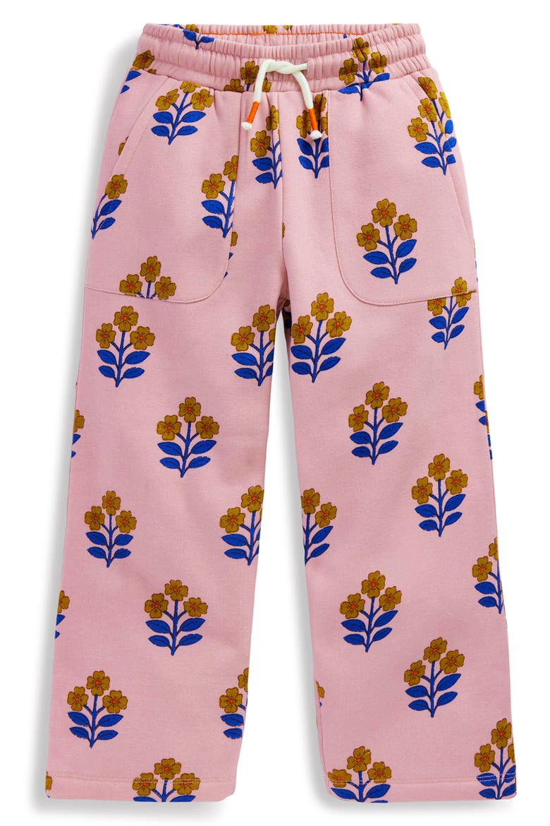 Kids' Floral Print Wide Leg Sweatpants, Main, color, FORMICA PINK WOODBLOCK FLOWER