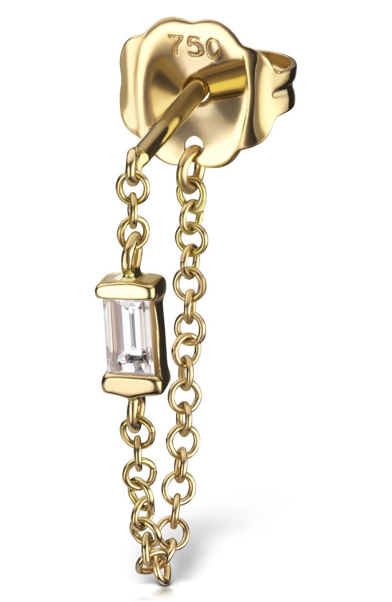MARIA TASH Baguette Diamond Single Chain Wrap Drop Earring, Main, color, 18K Yellow Gold/ Diamond