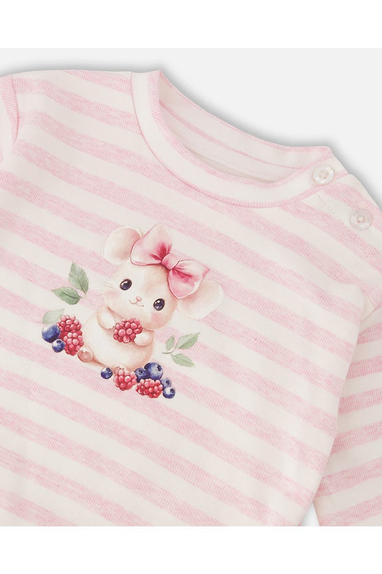 Cotton Jersey Stripes Top and Pants Set, Alternate, color, White & Pink Stripes