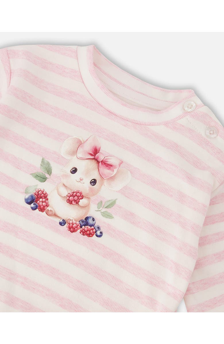 Deux par Deux Cotton Jersey Stripes Top and Pants Set, Alternate, color, White & Pink Stripes