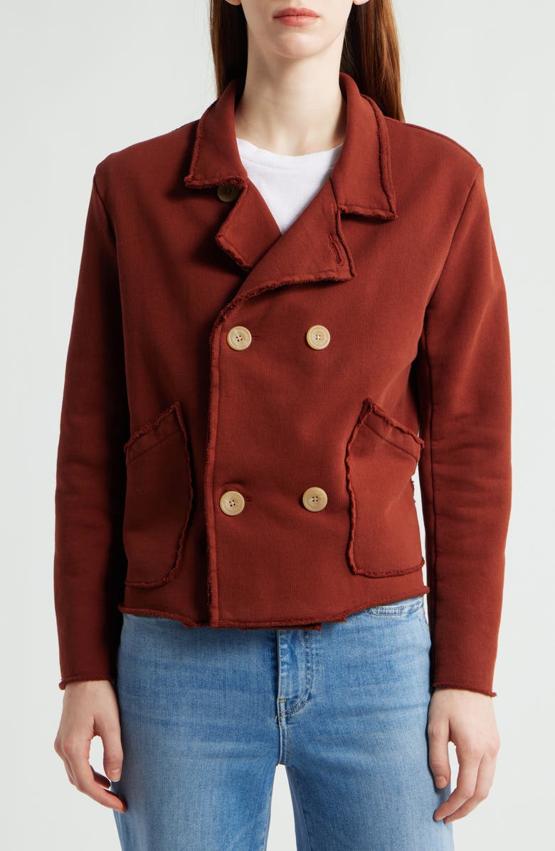 Frank & Eileen Mini Belfast Crop Knit Peacoat, Alternate, color, Redwood