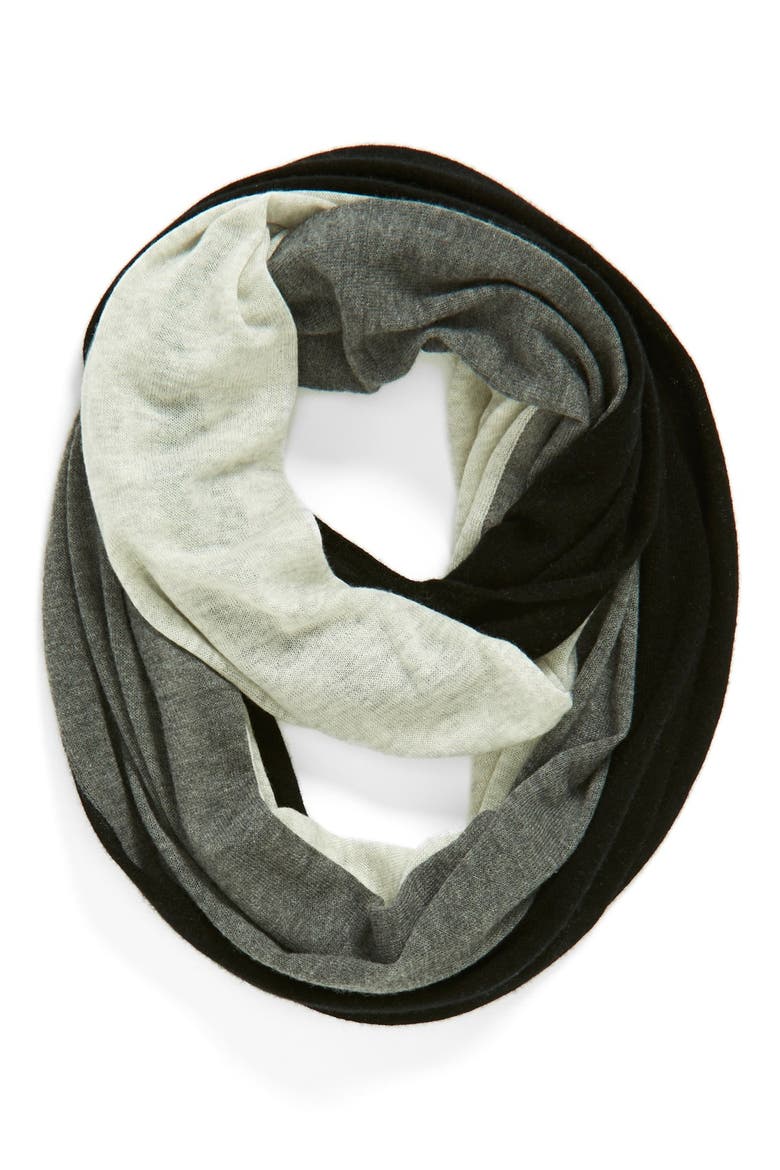 Tricolor Cashmere Infinity Scarf, Main, color, BLACK COMBO