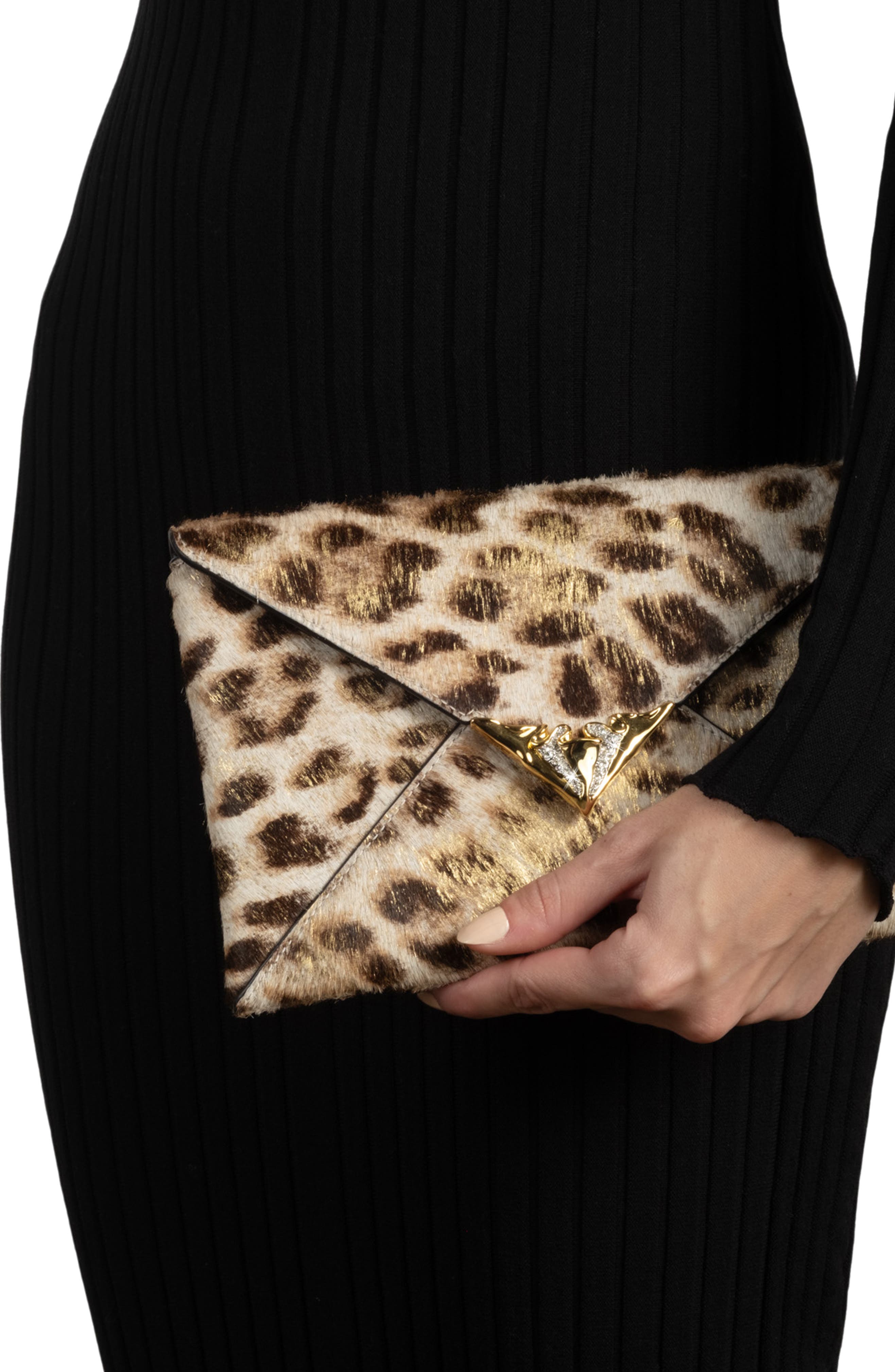 Envelope Clutch Bag, Alternate, color, METALLIC LEOPARD