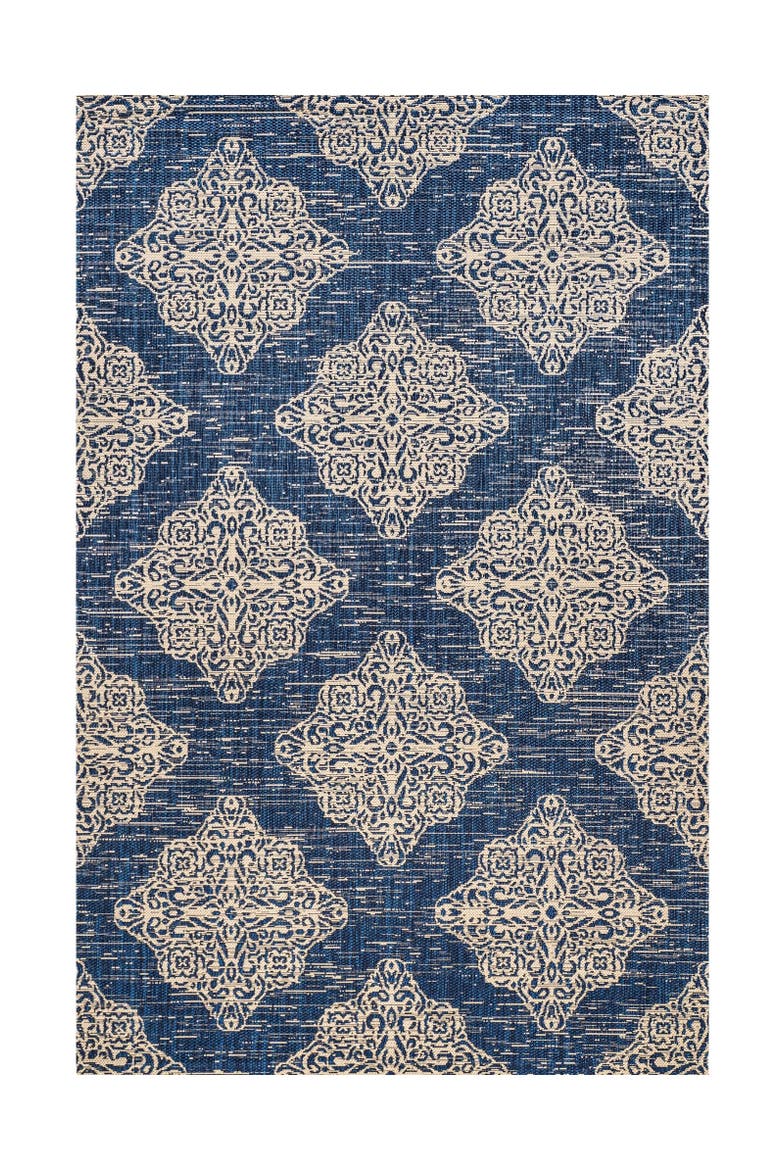 Galon Filigree Indoor/Outdoor Area Rug, Main, color, Navy/Beige