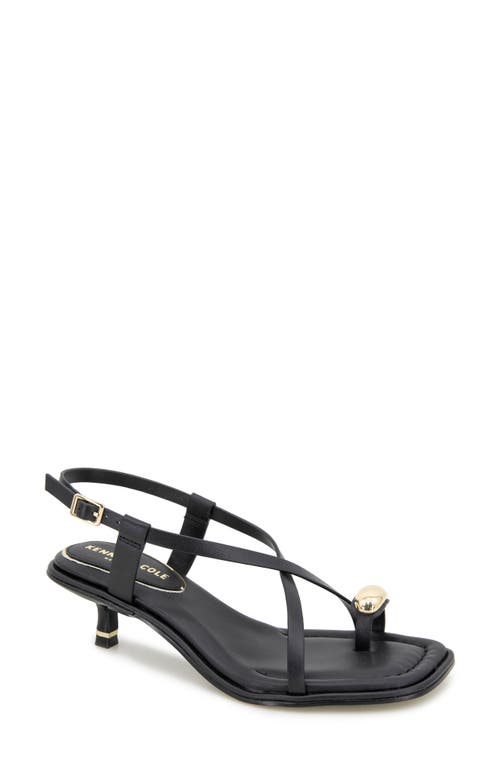 Kenneth Cole Geala Slingback Kitten Heel Sandal In Black Leather