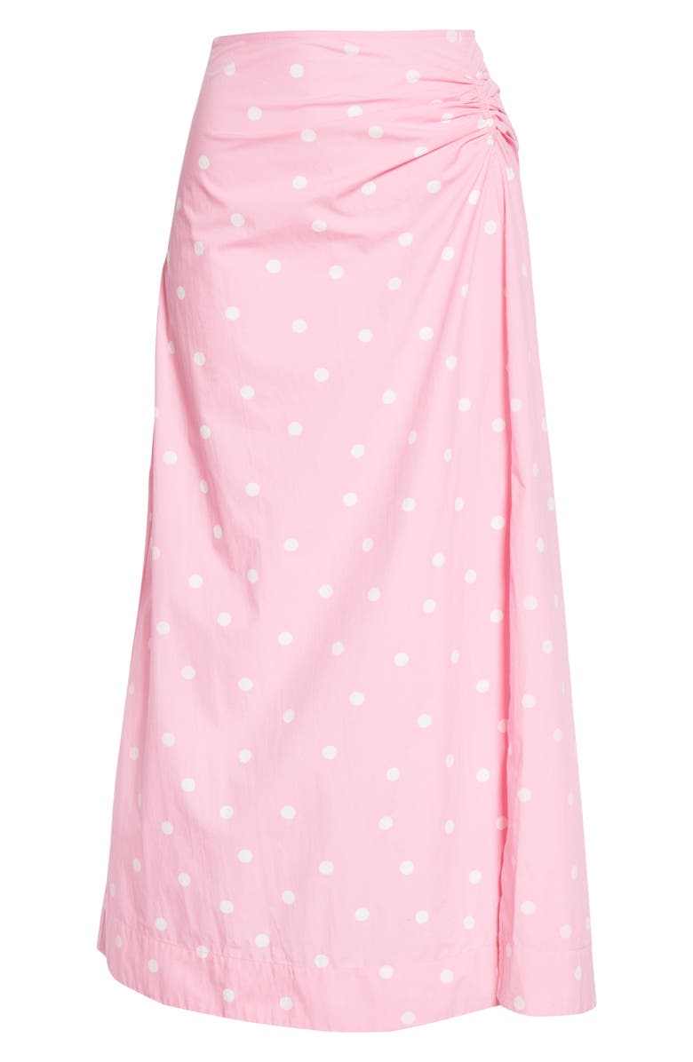 Ganni Polka Dot Print Organic Cotton Midi Skirt, Alternate, color,