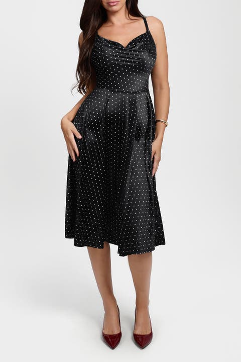 Shapewear Strappy Cowl Neck Vacation & Date Night Fit & Flare Midi Dress