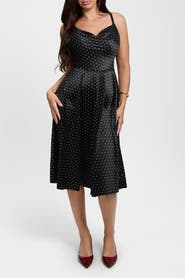 Popilush Shapewear Strappy Cowl Neck Vacation & Date Night Fit & Flare Midi Dress