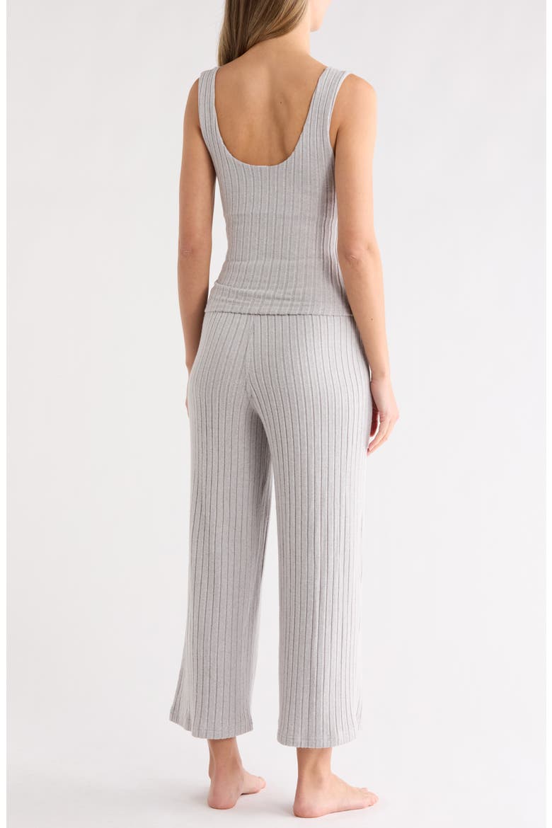 Brushed Ribbed Long Pajamas, Alternate, color, HEATHER GREY