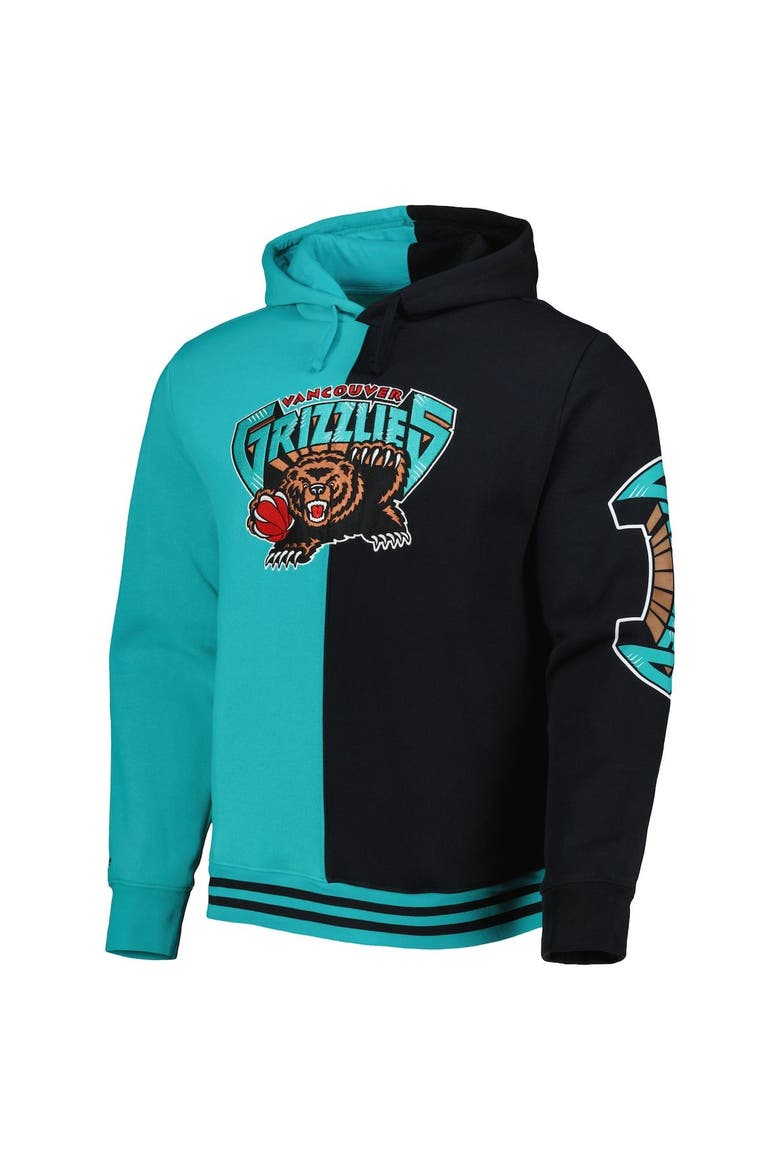 Men's Mitchell & Ness Turquoise/Black Vancouver Grizzlies Hardwood Classics Split Pullover Hoodie, Alternate, color, Turquoise