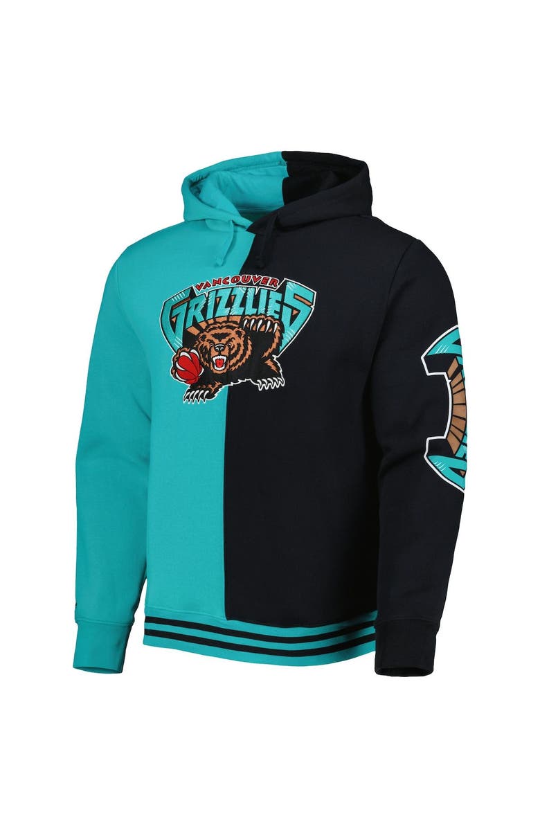 Mitchell & Ness Men's Mitchell & Ness Turquoise/Black Vancouver Grizzlies Hardwood Classics Split Pullover Hoodie, Alternate, color,