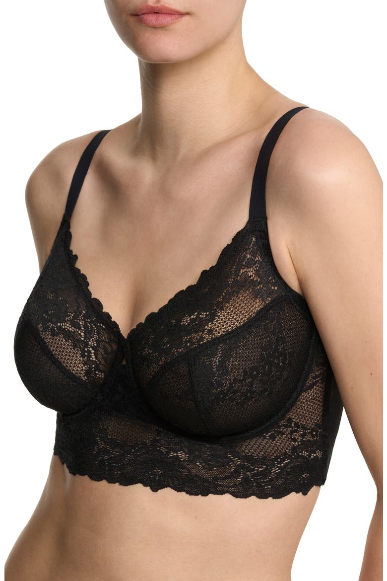 Heavenly Full Coverage Longline Lace Underwire Bra, Alternate, color, BLACK