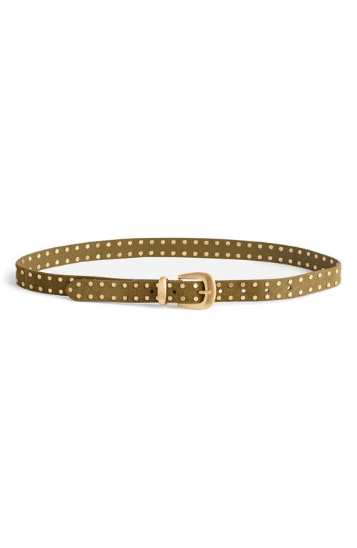 Madewell Flat Studded Western Suede Belt In Gold