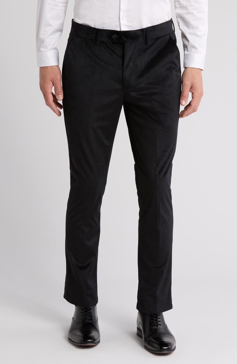 Tahari Slim Fit Velvet Dress Pants, Main, color, 