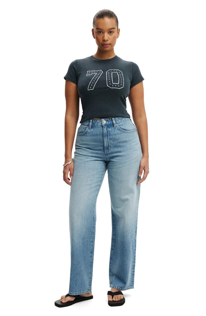 Cotton On Curvy '91 High Waist Straight Leg Jeans, Alternate, color, Fairlight Blue